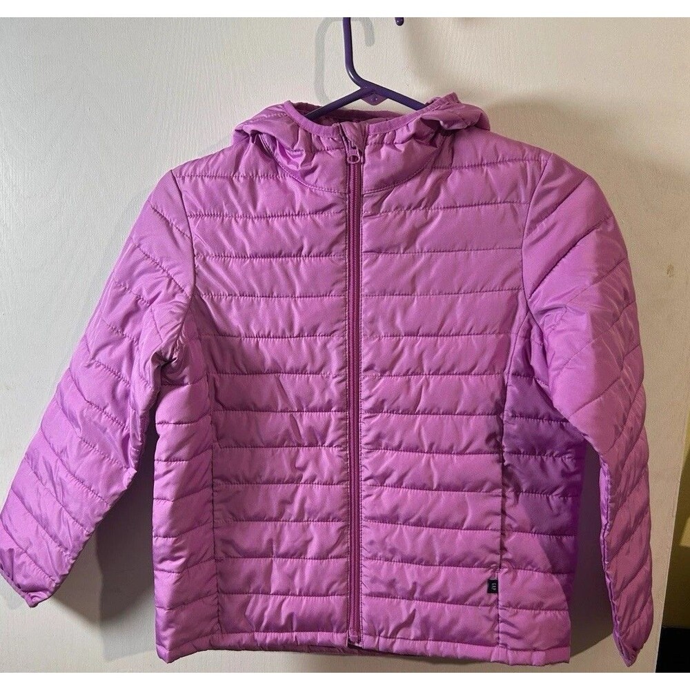Gap Kids M ColdControl Purple Girls Puffer Jacket Hooded Full Zip